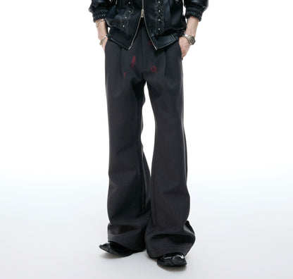 Pleats Lip Print Flare Trousers WN20538