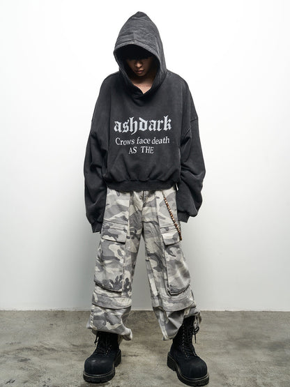 Letter Print Oversize Cropped Hoodie WN22965