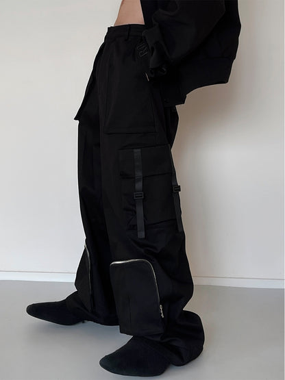 Multi-Pocket Heavyweight Zipper Cargo Pants WN15145