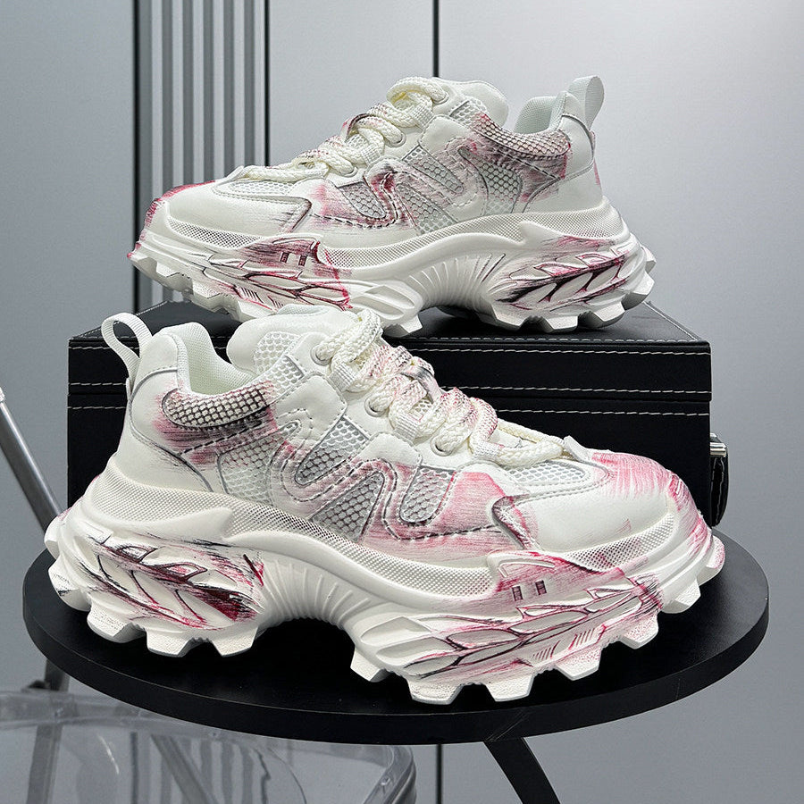 Paint Mesh Design Chunky Sole Sneakers WN24662