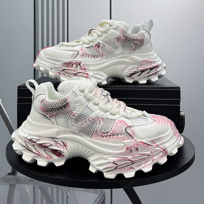 Paint Mesh Design Chunky Sole Sneakers WN24662