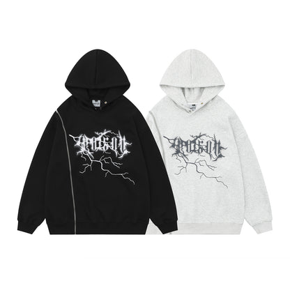 Lightning Zipper Design Oversize Pullover Hoodie WN11128