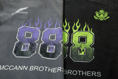 Flame Print Fake Layered Long Sleeve T-Shirt WN12713