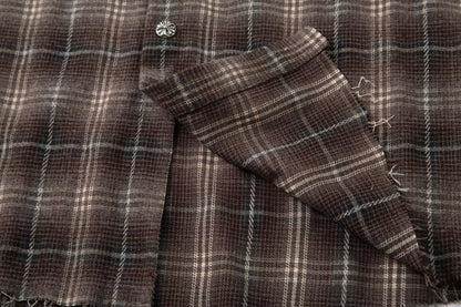 Plaid Letter Embroidery Fake Layered Long Sleeve Shirt WN25856