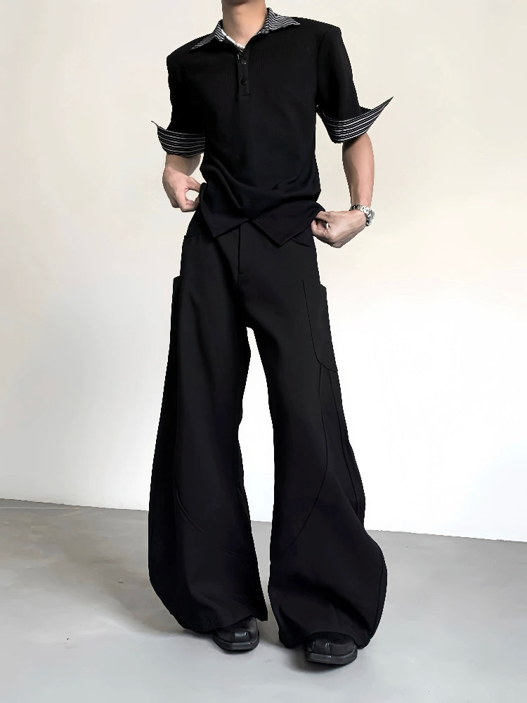 Patchwork Scimitar Wide Leg Trousers WN20063