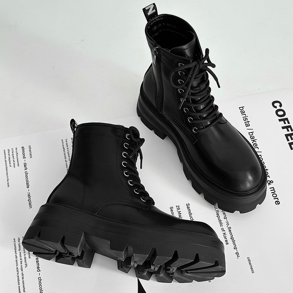 Chunky Lug Sole Platform Lace-Up Zipper Boots WN24547