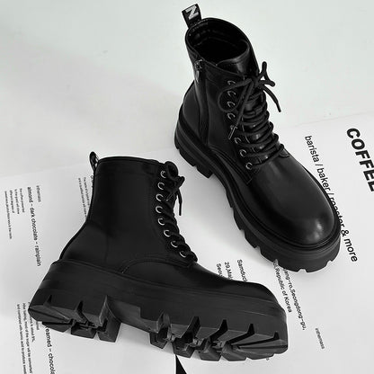 Chunky Lug Sole Platform Lace-Up Zipper Boots WN24547