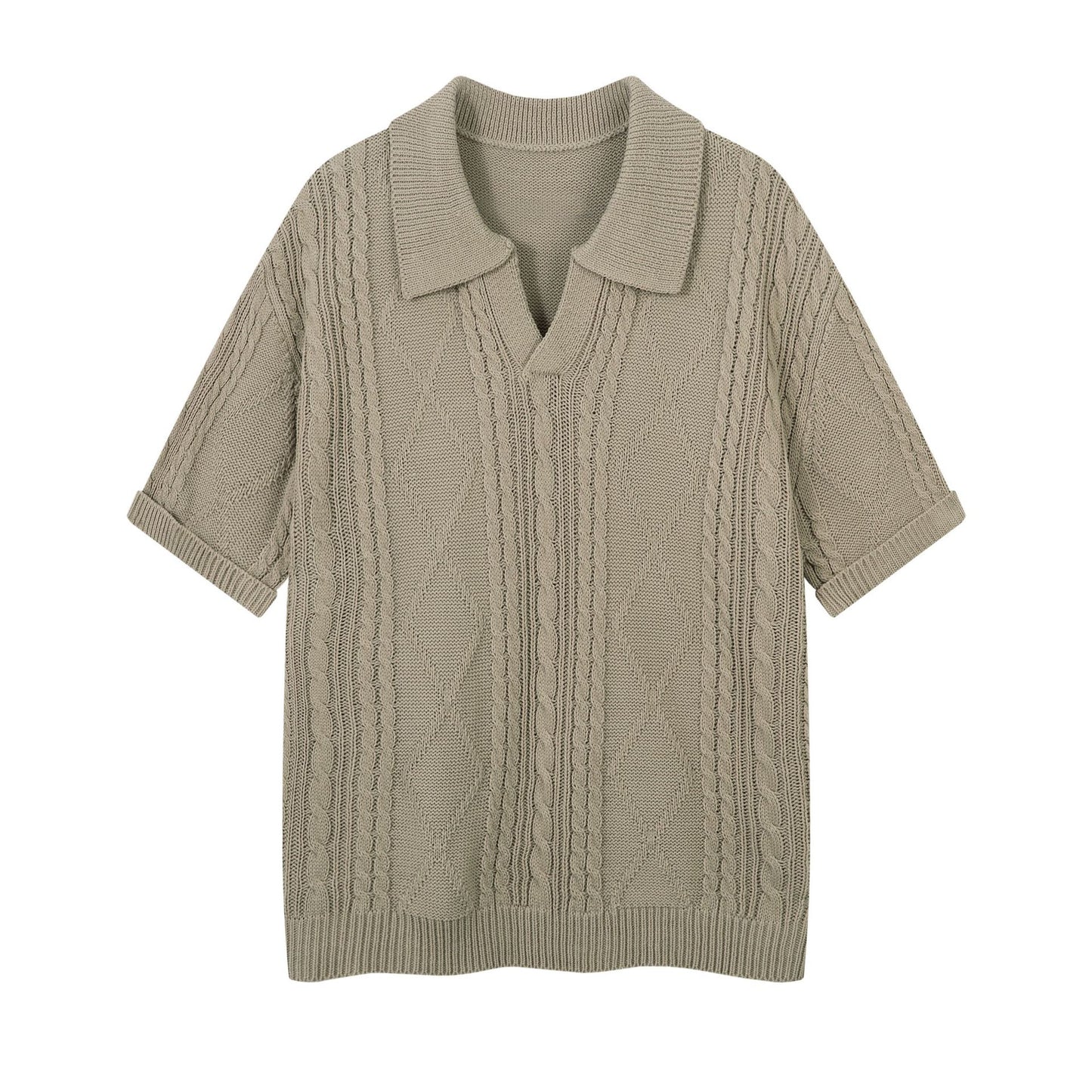 Oversize Hollow Short Sleeve Knit POLO Shirt WN16528