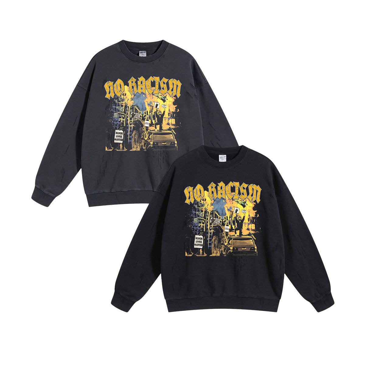 Washed Digital Print Crewneck Sweatshirt WN10007