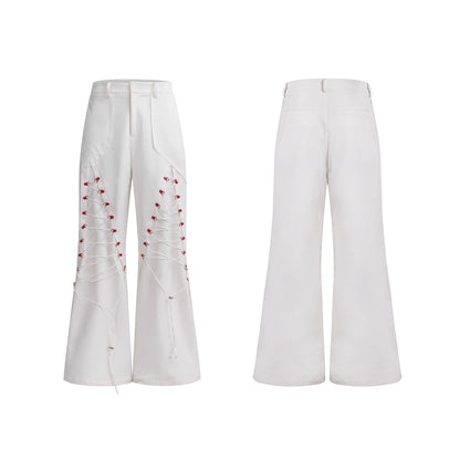 Drawstring Design Stand Neck Short Jacket & Wide Leg Trousers Setup WN20508