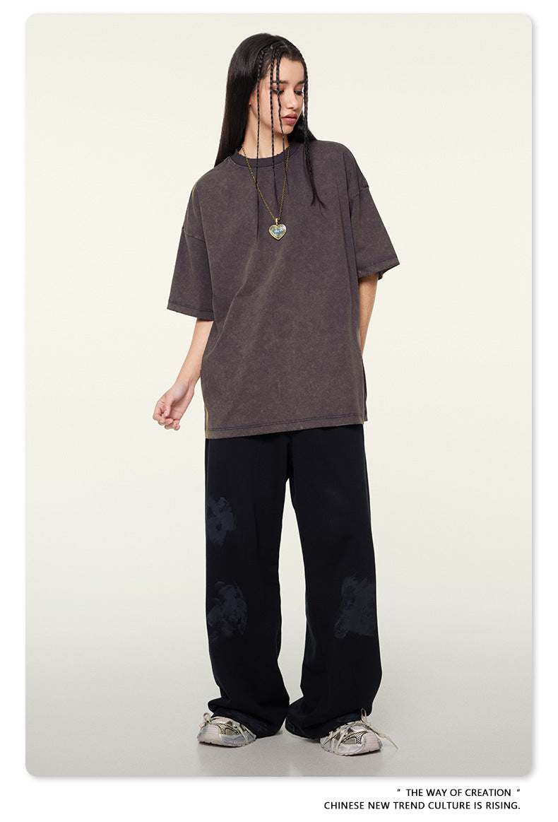 Washed Oversize Short-sleeve T-shirt WN6455
