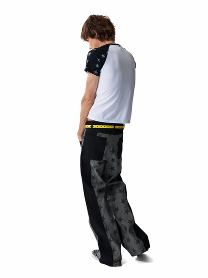 Star Panel Wide Leg Denim Jeans WN27233