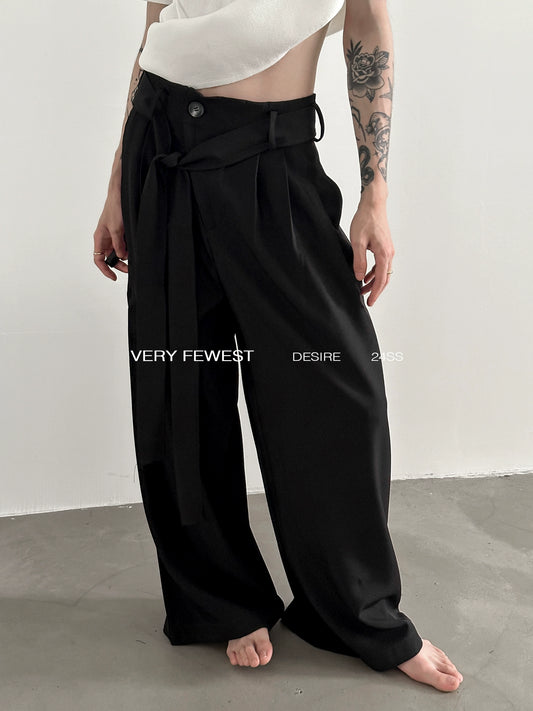 High Waist Lace Up Wide Leg Trousers WN8886