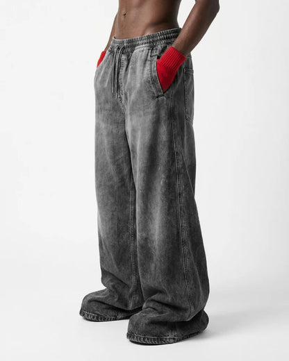 Gradient Wash Drawstring Wide Leg Denim Jeans WN27925