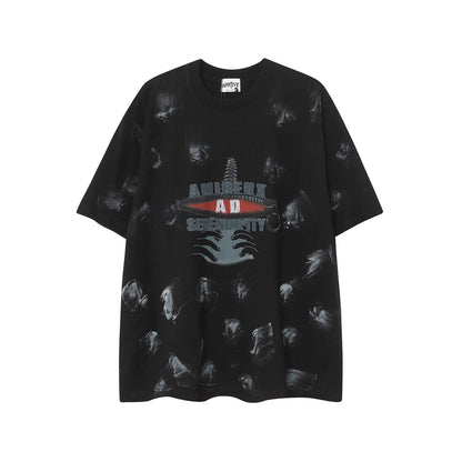 Graffiti Spray Print Oversize Short Sleeve T-shirt WN6549