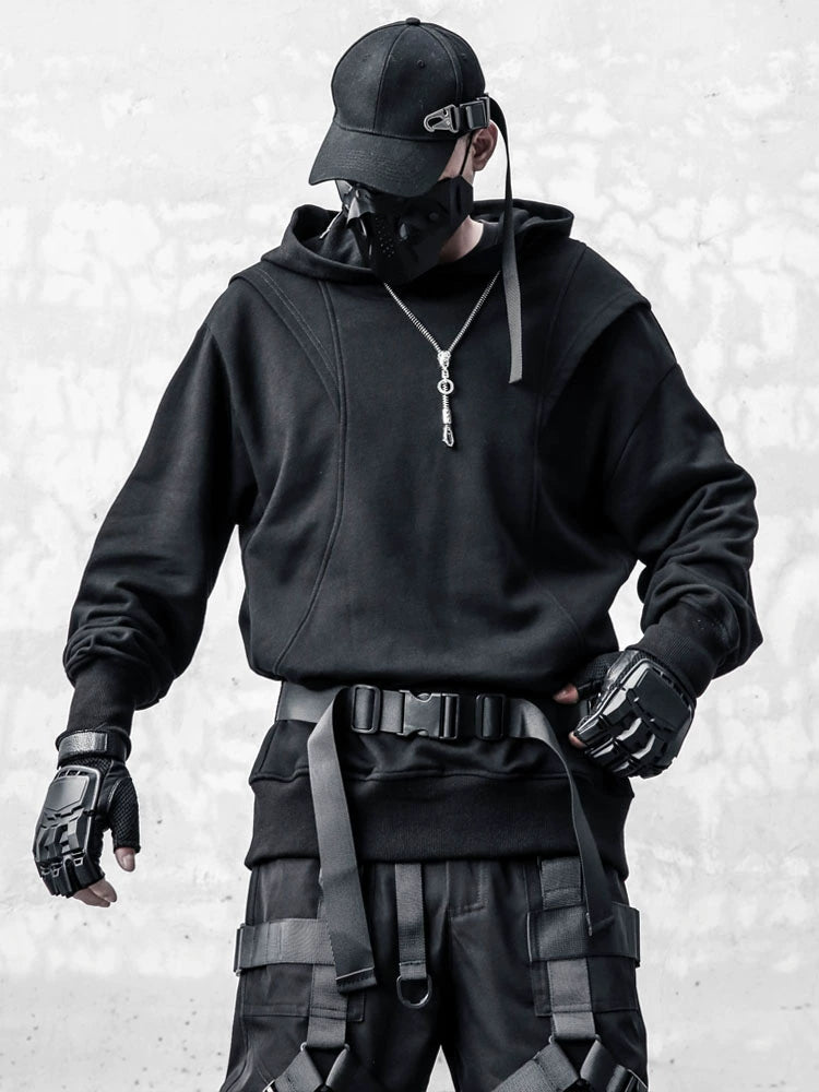 Deconstructed Mix Patch Fake Layered Hoodie WN22373