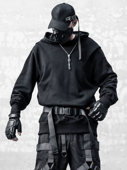 Deconstructed Mix Patch Fake Layered Hoodie WN22373