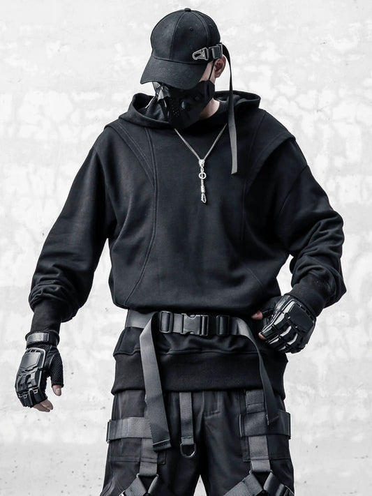 Deconstructed Mix Patch Fake Layered Hoodie WN22373