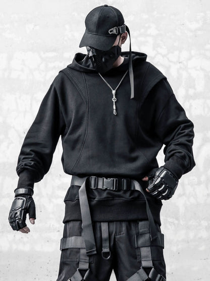 Deconstructed Mix Patch Fake Layered Hoodie WN22373