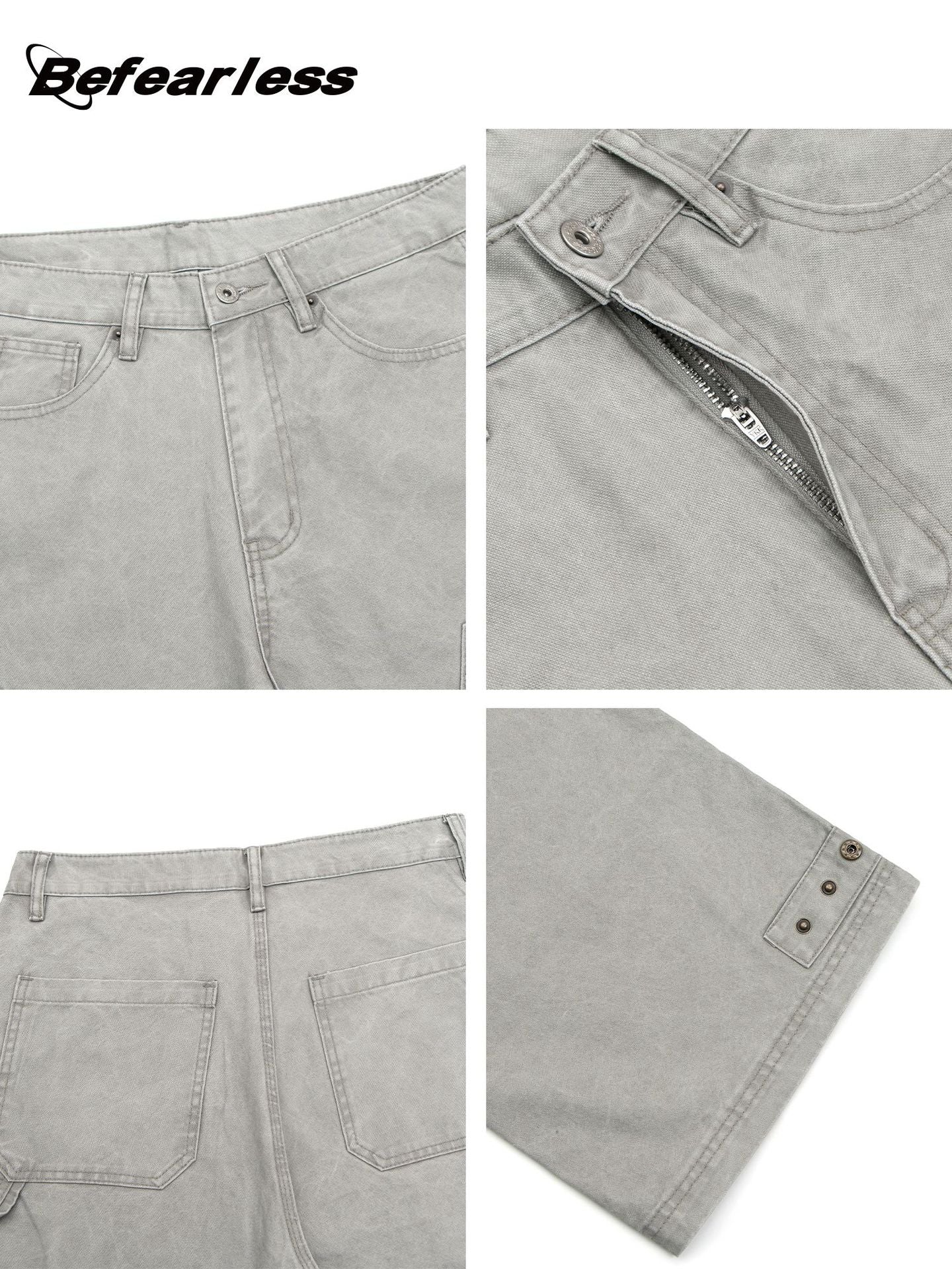Washed Double Knee Wide Leg Cargo Pants WN26238