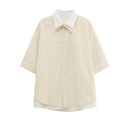 Layered Stripe Short Sleeve Shirt WN25027