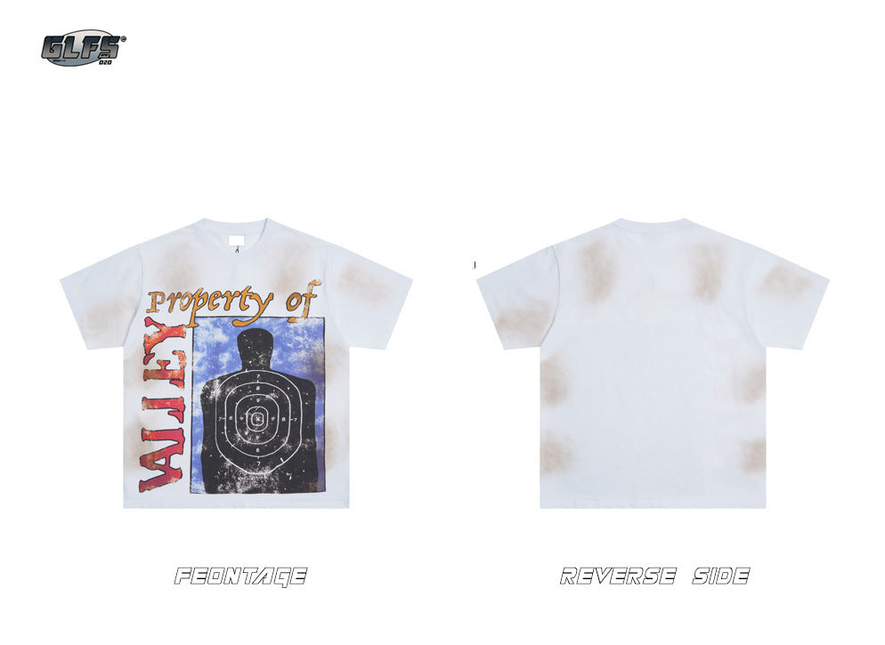 Washed Target Print Short Sleeve T-Shirt WN26505