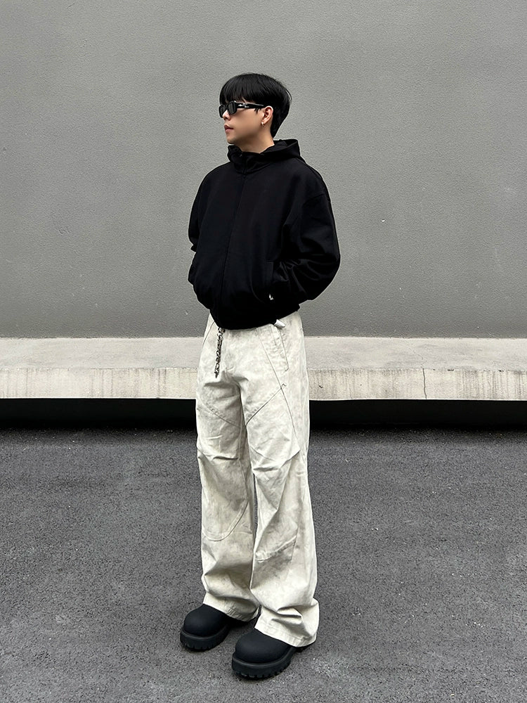 Marble Pattern Wide Leg Pants WN19543