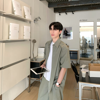Plain Short Sleeve Shirt & Half Pants Setup WN24968