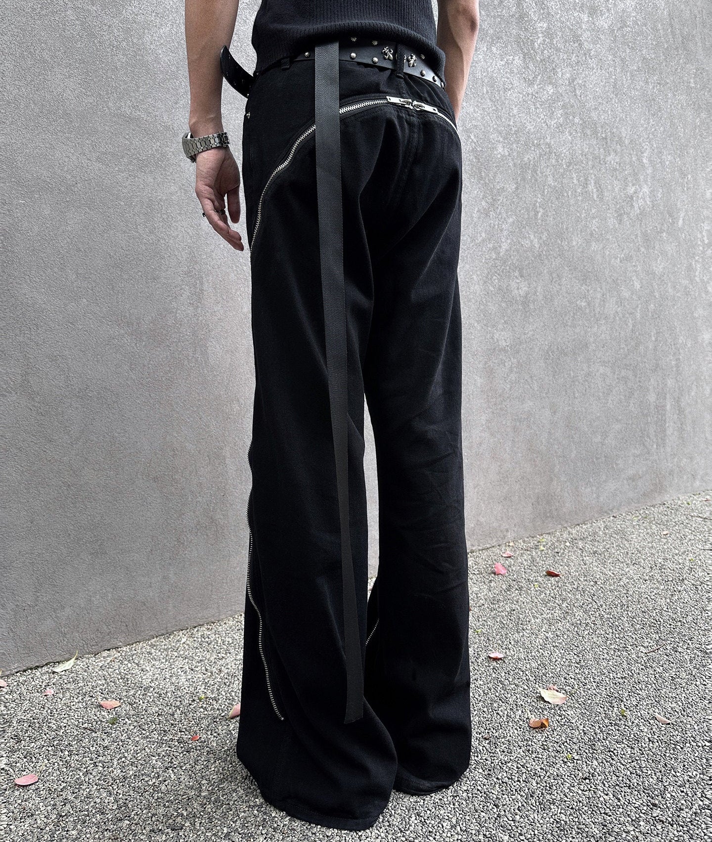 Zipper Strap Straight Pants WN25039