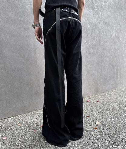 Zipper Strap Straight Pants WN25039