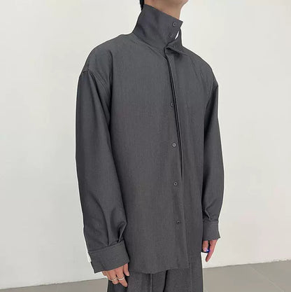 Reverse Pocket High-Neck Long Sleeve Shirt WN21672