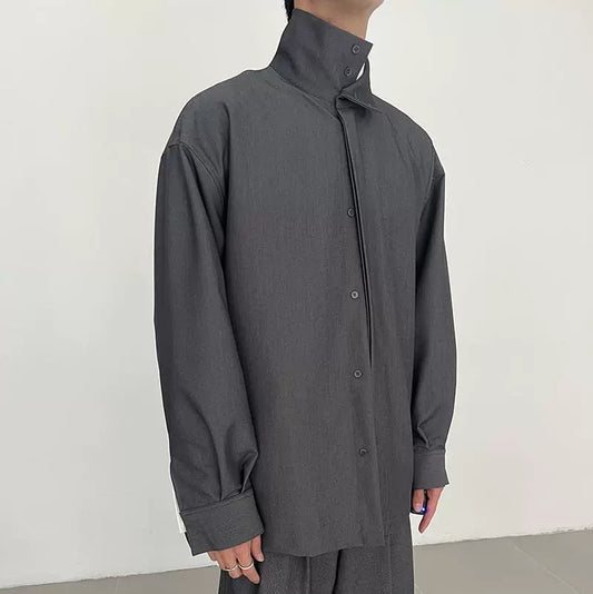 Reverse Pocket High-Neck Long Sleeve Shirt WN21672