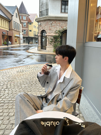 Double Tailored Jacket & Pleats Wide Leg Trousers Setup WN25019