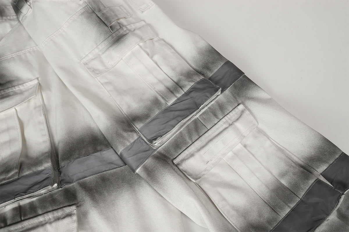 Spray Print Wide Leg Cargo Pants WN23110