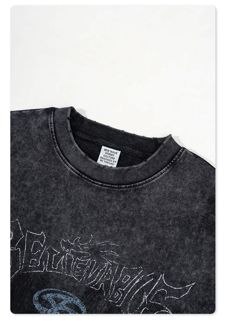 Washed Damage Print Oversize Tank Top T-shirt WN6391