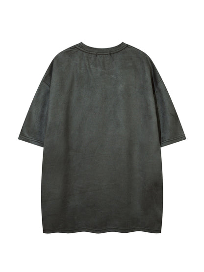 Suede Letter Print Short Sleeve T-Shirt WN25583