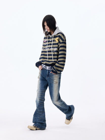 Whisker Washed Paint Splatter Denim Jeans WN27298