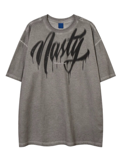 Letter Graffiti Design Oversize Short Sleeve T-Shirt WN5223