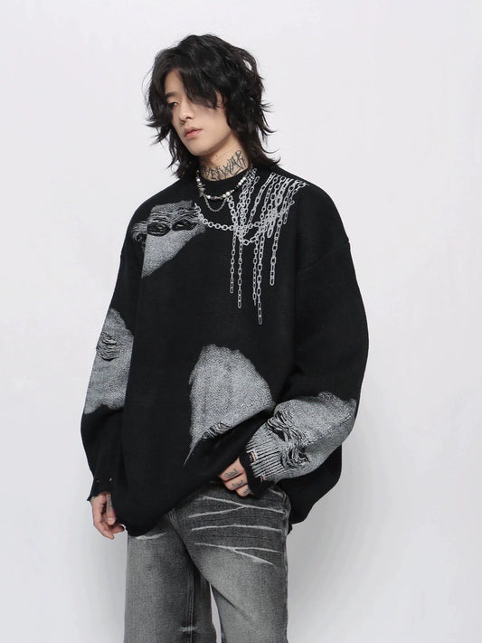 Jacquard Oversize Pullover Knit Sweater WN13151