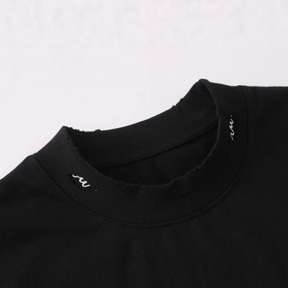 Oversize Damage Plain Short Sleeve T-Shirt WN25472