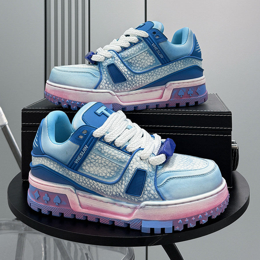 Platform Patchwork Lace-Up Sneakers WN24813