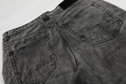 Washed Whisker Straight Denim Jeans WN25909