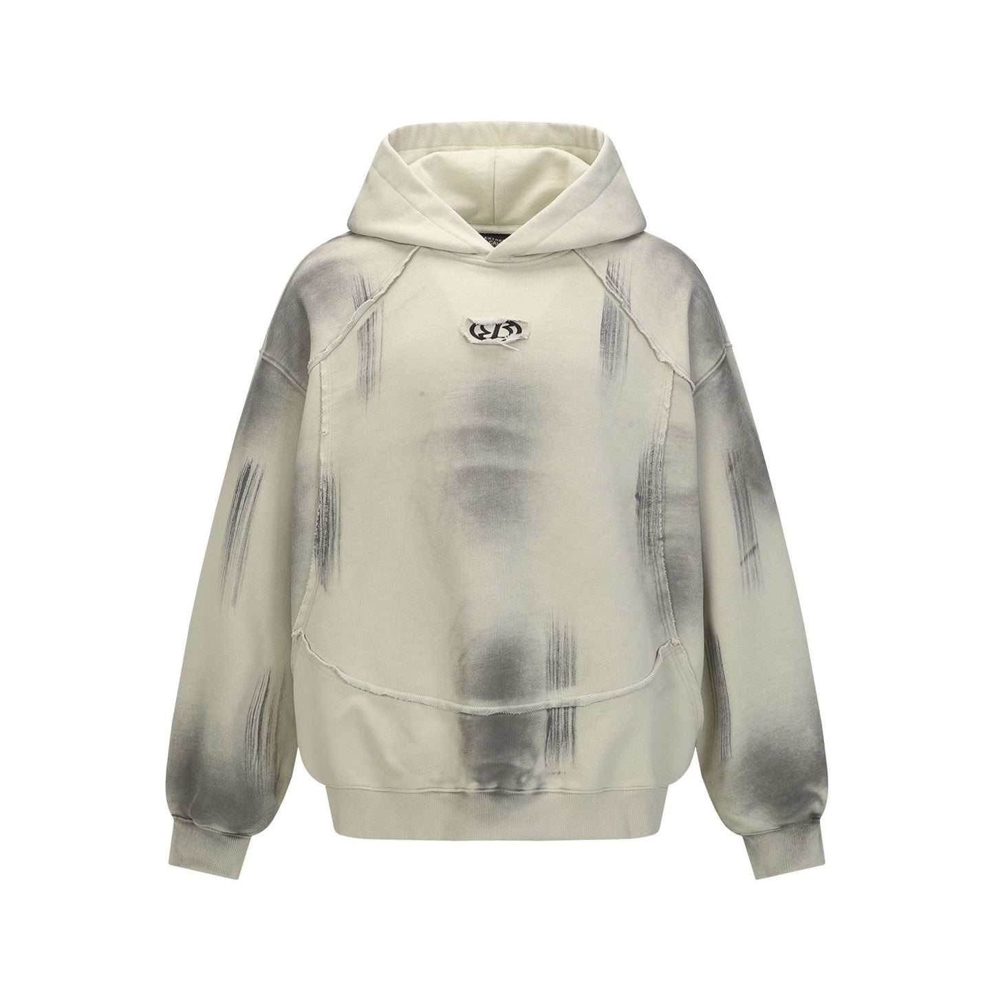 Spray Paint Wash Raw Edge Pullover Hoodie WN25713