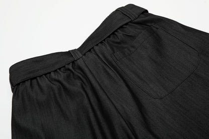 Curved Draped Design Wide Leg Trousers WN16526