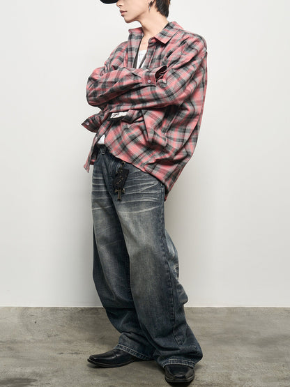 Plaid Oversize Long Sleeve Shirt WN22945