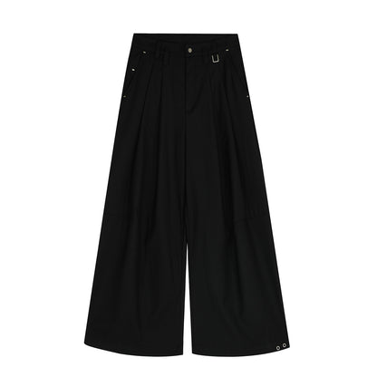 Metal Buckle Pleats Wide Leg Pants WN25953