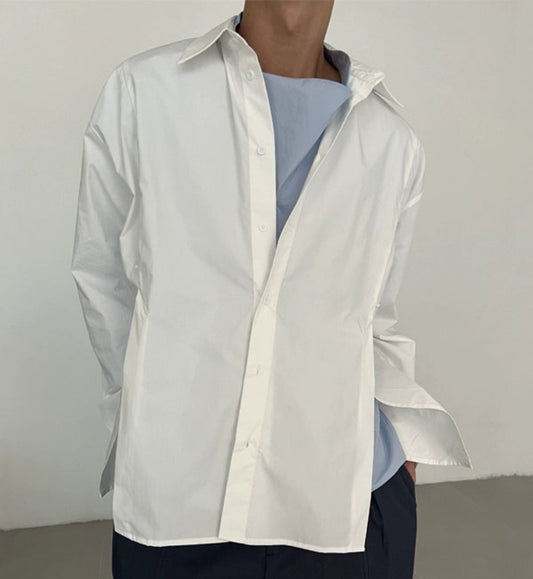 Adjustable Waist High Slit Long Sleeve Shirt WN21600