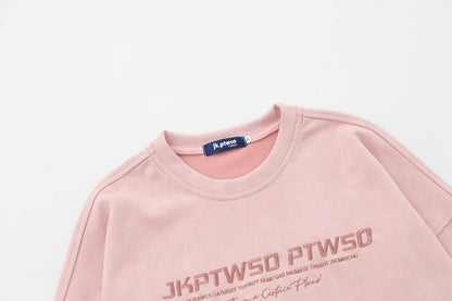 Letter Embroidery Suede Print Sweatshirt WN12697