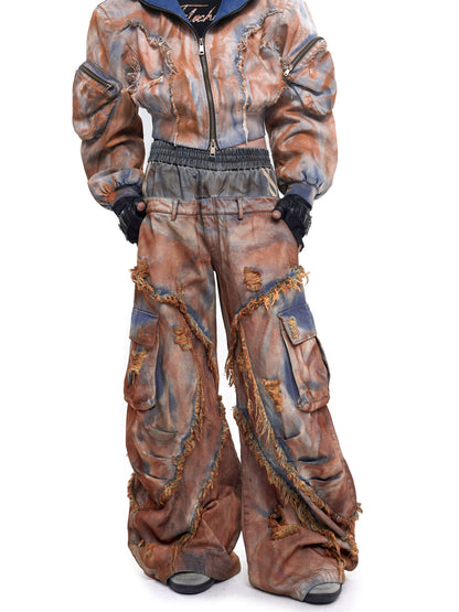 Mud-Dye Raw Hem Utility Hooded Jacket & Pants Setup WN20382