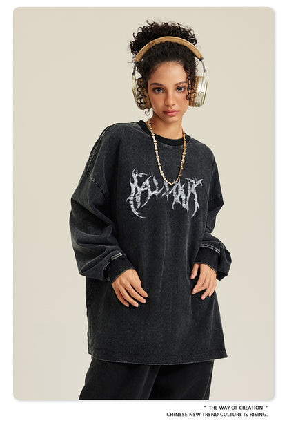 Water Washed Print Long Sleeve T-Shirt WN7883